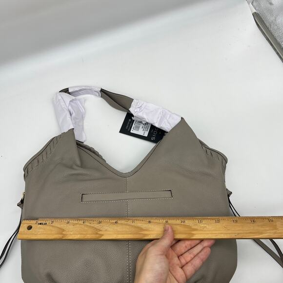 LODIS Medium Whipstitch Leather Tote Lacey Ash Gray Color Womens Handbags - Picture 8 of 11